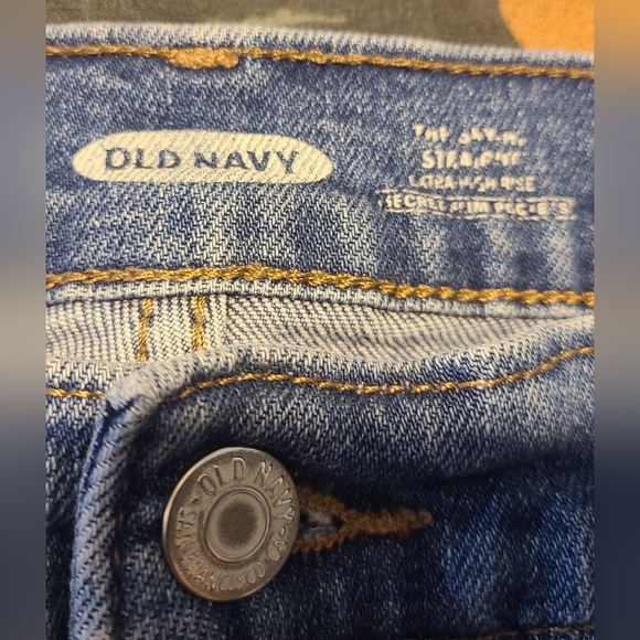 Old Navy OG Straight High Rise Jeans Size 14 Medium Wash Slimming Pockets - Picture 2 of 7